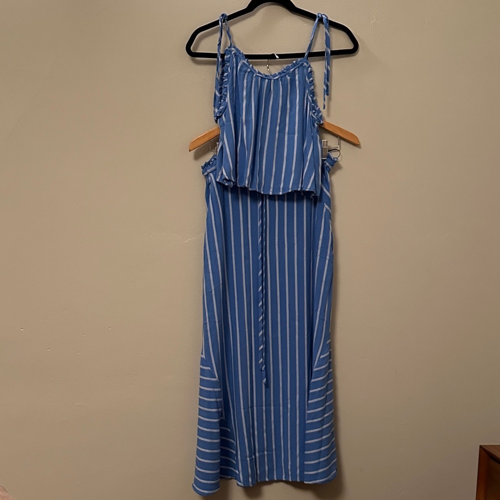 Maria Filo Blue Striped two piece set top and maxi skirt size Small